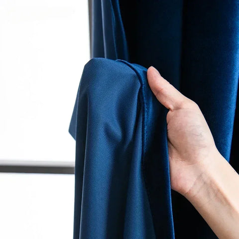 Fashion Royal Blue Velvet Curtains for Living Room Luxury Blackout Bedroom European Window Kitchen Elegant Solid Color Tulle