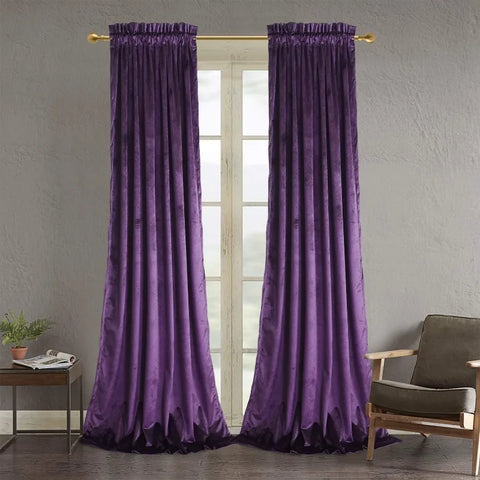 Velvet Curtains 2 Panels Set, Block Light Thermal Insulated Velour Rod Pocket Drapes for Bedroom and Living Room