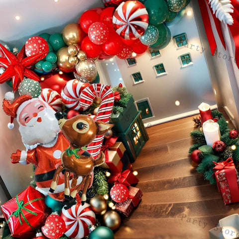 111Pcs Christmas Balloon Garland Arch Red Green Christmas Decorations Santa Claus Elk Balloon New Year Party Supplies Globos