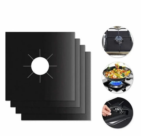 4 Piece Gas Stove Protector Cooker Lid Liner Cleaning Pad For Kitchen Cookware Accessories Pieces Reusable Boiler Hood Protectiv