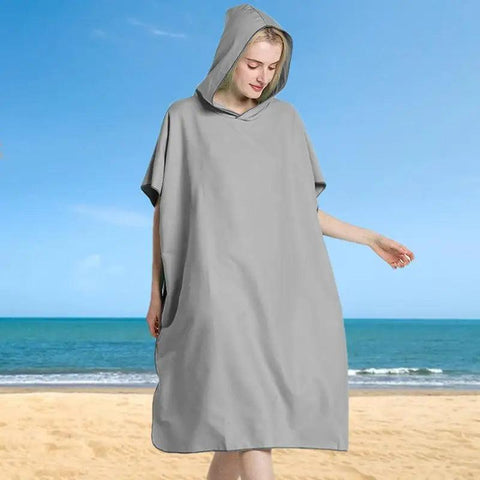 Hooded Bathrobe Absorbent Microfiber Swimming Adult Bathrobe Quick-Drying Beach Poncho Wearable Blanket Spa Robe For Aquatics