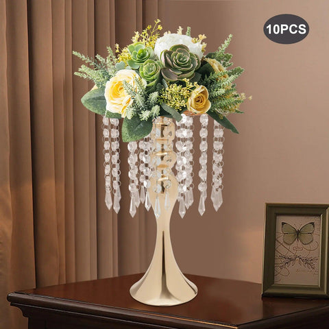 10pcs Metal Flower Stands Flower Holder Vases 35cm Height for Wedding Party Reception Dining Room Tables Centerpiece Decor