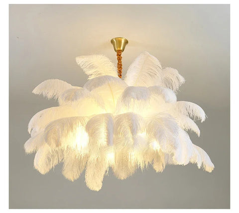 Modern Ostrich Feather Lamp Led Pendant Lights Living Room Home Decor Bedroom Indoor Lighting Chandelier Hanging Light Fixture