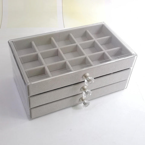 Portable Jewelry Box Display Organizer Large Capacity Earring Necklace Ring Storage Case Holder with 3 Layers for Women Girls