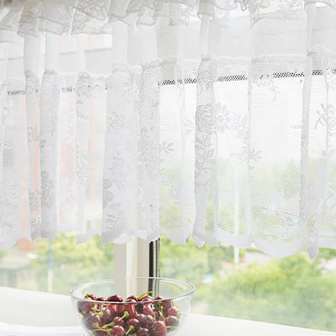 American White Curtain Lace Window Kitchen Decoration Short Curtain Small Shower Curtain