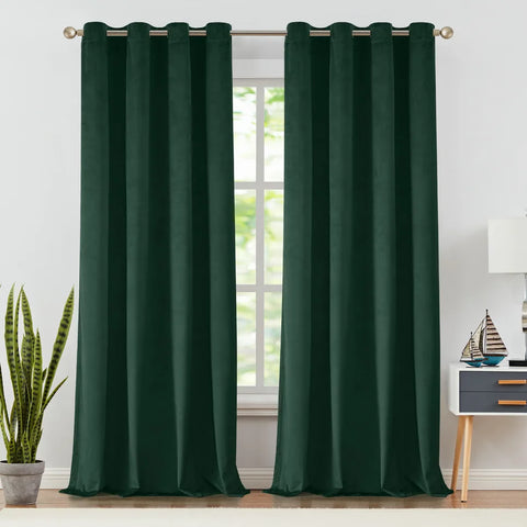 JINCHAN Velvet Curtains Living Room Bedroom Drapes Styish Soft Privacy Room Darkening Window Treatment Ring Top Grommet Curtain