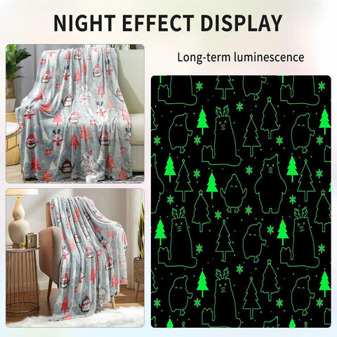 Christmas Luminous Soft Blanket with Lightweight and Breathable Material Suitable for Sofa Couch Bed