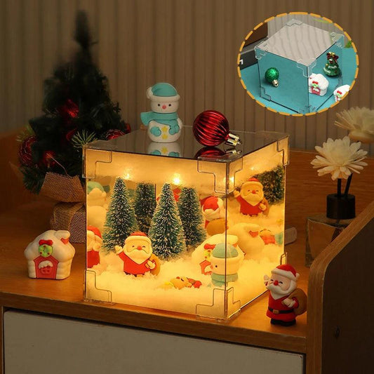 DIY Christmas Nightlight Material Pack LED Handmade Luminous Magic Cube Christmas Santa Claus Desktop Decorative Craft Gift