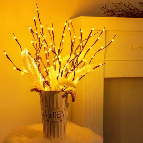 LED Branch Light Battery Powered Willow Branch Lamp Artificial Branch Twig Vase Lights for Party Fairy DIY Room Christmas Decor