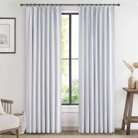 Natural Linen Pinch Pleated Blackout Curtains & Drapes 96 Inch Long Bedroom/Livingroom Farmhouse Curtains 2 Panel Sets