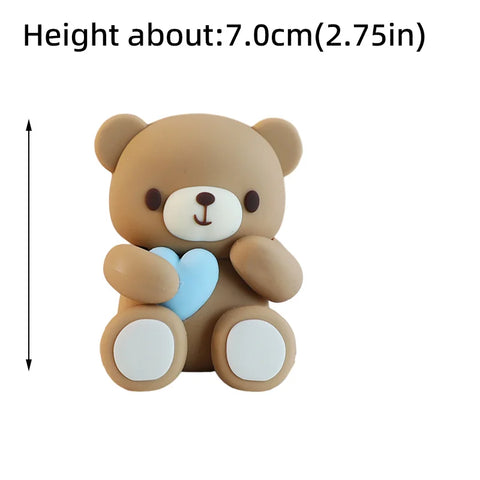 New 3D Bear Cake Topper Baby Shower Bear Decoration Boy Girl Happy 1st Birthday Party Cake Decor Gender Reveals Party Supplies