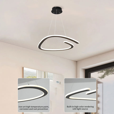 Modern Ring LED Pendant Light Ceiling Hanging Light Fixture, Height Adjustable For Living Room Bedroom Lighting Fixture