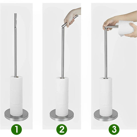 Freestanding Toilet Roll Holders Stainless Steel Toilet Paper Stand Folding Paper Base Anti-Rust Space Bathroom Tissue Rack