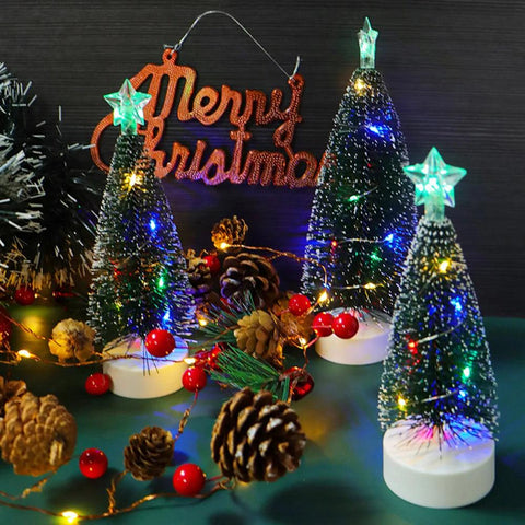 LED Colorful Luminous Christmas Tree DIY Christmas Gift Christmas Tree Night Light Tabletop Crafting Christmas Winter Snow Decor