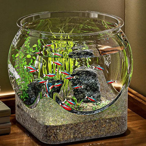 Clear Round Fish Bowl Aquarium Fish Tank Small Aquariums Flower Vase Centerpiece Desktop Aquarium for Betta Fish Turtle