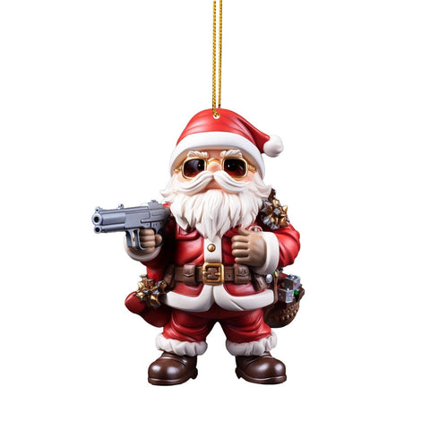 Acrylic Cool Santa Double Print Christmas Pendant Decoration Gift 2d Hanging New Year Decoration