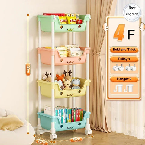 Bookshelf Trolley Multi-Functional Toy Snack Household Storage Rack For Living Room Kitchen Bathroom Bedroom Storage Cart