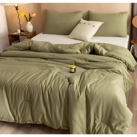 Bedding Sets Olive Green, 3pcs (1 Boho Olive Comforter & 2 Pillowcases), All Season Lightweight Blanket Quilt, Bed Cover