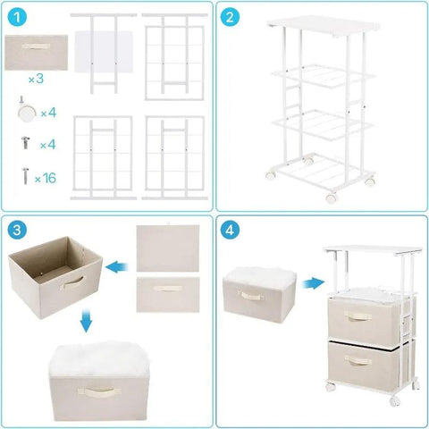 Dresser Storage with 3 Drawers, Fabric Dresser Tower, Vertical Storage Unit for Bedroom, Closet, Office