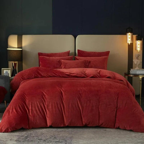 Velvet Burnt Orange Duvet Cover Queen Size, Soft Flannel Duvet Cover with Zipper Solid Breathable Silky Velour Comforter