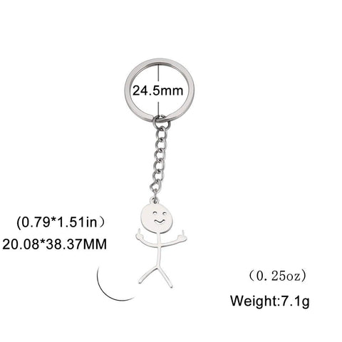 Teamer Funny Middle Finger Stickman Keychain 2024 Cute Trend School Bag Car Key Pendant Couple New Trinket Gift Keyring