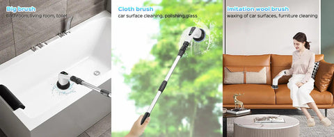 Cordless Electric Spin Scrubber with 7 Replaceable Brush Heads, 3-Speed, Adjustable Handle for Bathroom, Shower, Kitchen