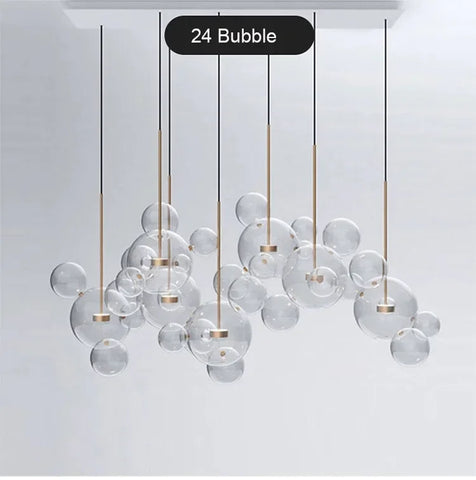 Modern Clear Glass LED Chandelier Lighting  Living Room Chandelier for Dining Room Bubble Glass Pendant Lights