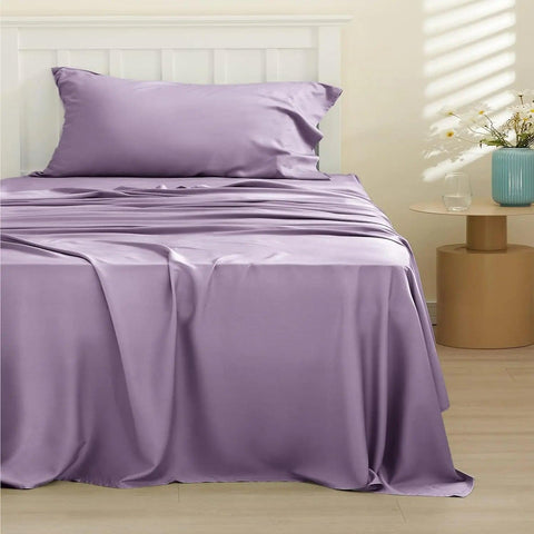 Cooling sheet set, Rayon Derived from Bamboo, Deep Pocket Up to 16", Breathable & Soft, Hotel Luxury Silky Bedding Sheet