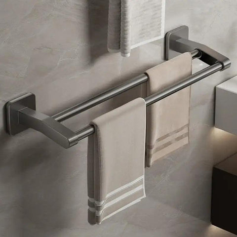 Black space aluminum Bathroom Double Towel Shelf Rack Holder Bath Towel Hanger Bar Towel Rail Bathroom Accessories