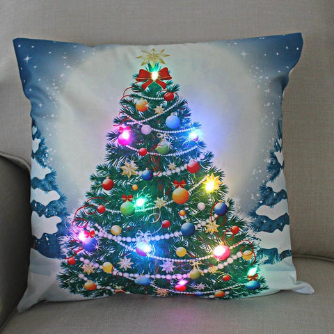 45cm LED Christmas Cushion Cover Glowing Pillowcase with Lights 2023 Christmas Decorations for Home Navidad New Year Xmas Decor