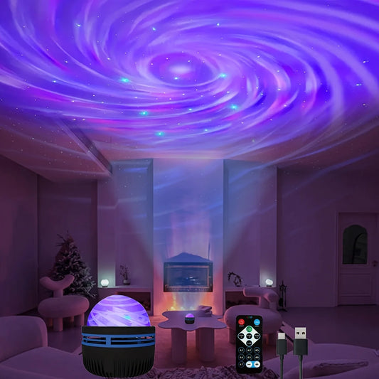 Starry Sky Galaxy Lamp Projector LED Night Light Remote Control Sound Active 5V USB Charging 7 Modes for Kids Room  Party Decor