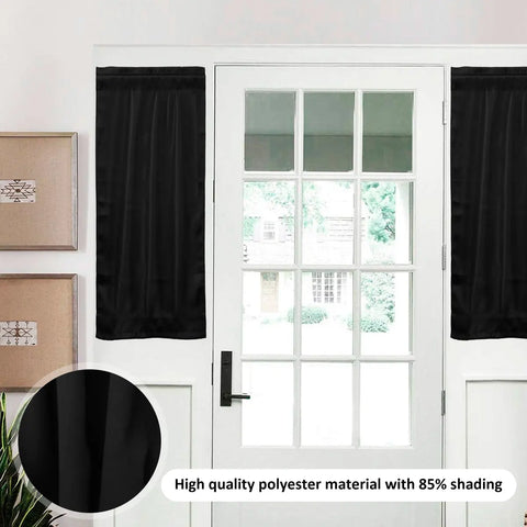 2Pcs Door Curtains Polyester Blackout Window Curtain Black Darkening Door Drapes Window Door Curtain French Door Curtain