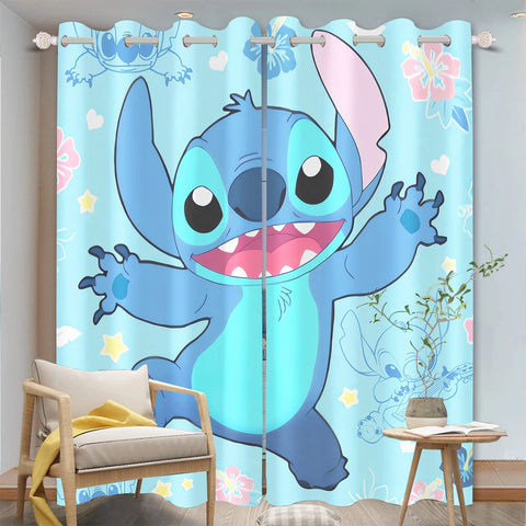 Disney Stitch Cartoon Curtain 3D Print Bedroom Living Room Window Blackout Partition Style Home Decoration