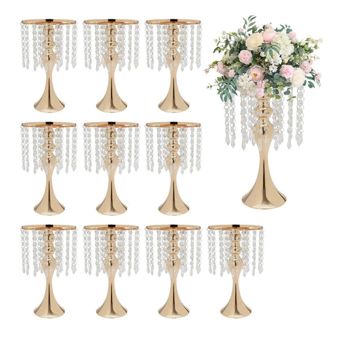 10pcs Metal Flower Stands Flower Holder Vases 35cm Height for Wedding Party Reception Dining Room Tables Centerpiece Decor