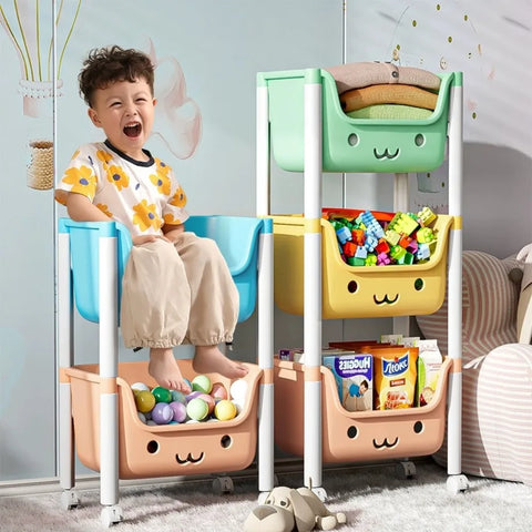 Bookshelf Trolley Multi-Functional Toy Snack Household Storage Rack For Living Room Kitchen Bathroom Bedroom Storage Cart