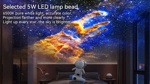 Rocket Astronaut Galaxy Projector Night Light Lamp And 13 Film Pieces Sky Projector 360° Rotate Planetarium For Kids Bedroom