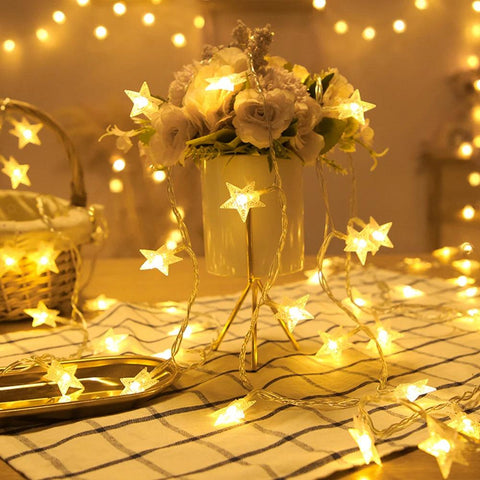 LED String Lights Outdoor Star Chain Lights Garland Lights Bulb Fairy Lights Party Home Wedding Garden Christmas Decor