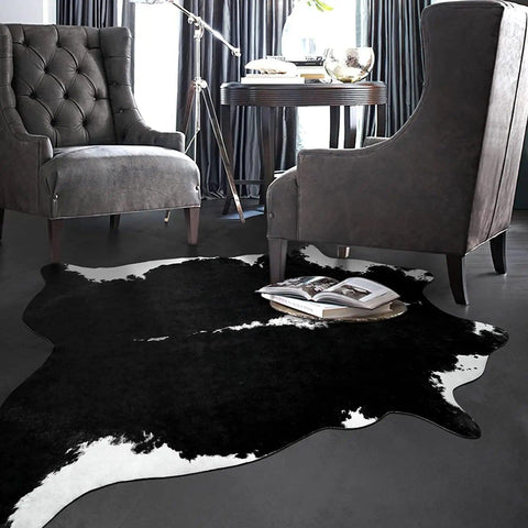 NOAHAS Cow Rug Cowhide Carpet Cow Print Rug for Bedroom Living Room Cute Animal Printed Carpet Faux Cowhide Rugs for Home Decor