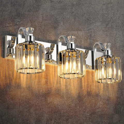 Modern Bathroom Vanity Light Stainless Steel Crystal Vanity Lights Over Mirror Modern Crystal Bathroom Wall Lighting Fixtures