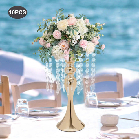 10pcs Metal Flower Stands Flower Holder Vases 35cm Height for Wedding Party Reception Dining Room Tables Centerpiece Decor