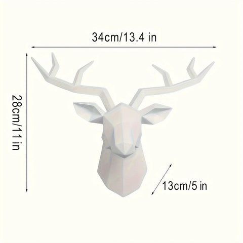 Deer Head Sculpture Animal Statue Figurines Wall Hanging Creative Elk Art Antlers Statuette For Office Decoration Wall Mount