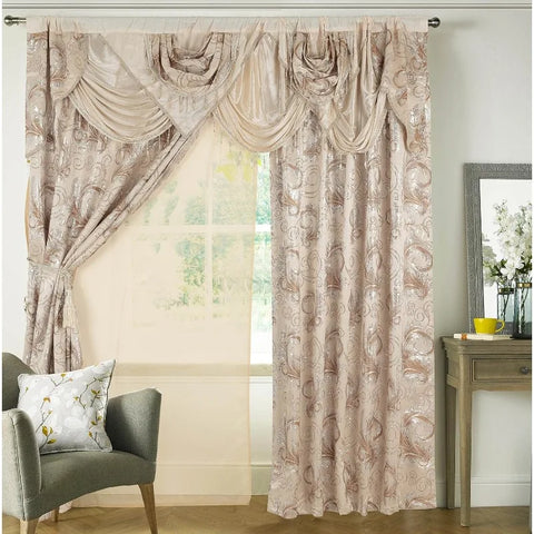 Jacquard Luxury Window 1 Panel Set Curtain with Attached Valance and Backing Bedroom