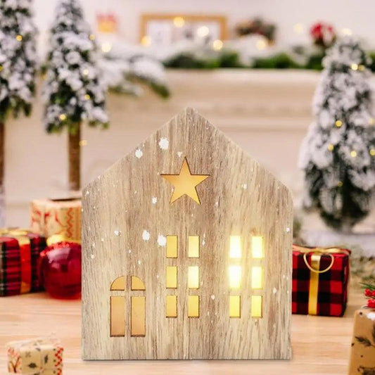 Christmas Wooden House Decor Christmas Led Light Wooden House Decor Christmas Party Supplies Indoor Home Decor Decorative House