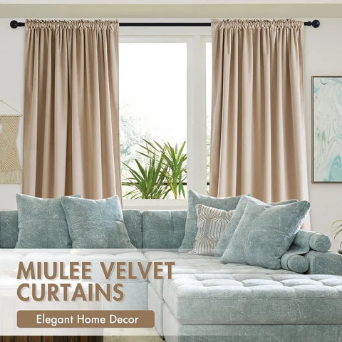 Curtains Thermal Insulated Blackout Curtain Drapes for Bedroom Living Room Darkening  Long Curtains Panels Rod Pocket Set of 2