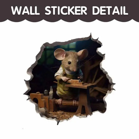 M420 Cartoon Cute Little Mouse Hole Wall Stickers Creative Bedroom Bathroom Cute Decals Scratch-Proof Suitcase House Decoration