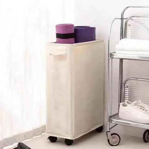 Rolling Slim Laundry Basket Wheels Foldable Laundry Hamper Handle Flodable Laundry Sorter Organizer Tall Storage Basket Bin