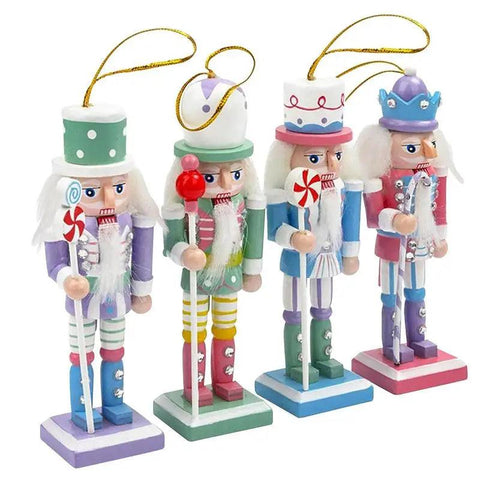 Nutcracker Puppet Ornaments Christmas Decoration Xmas Tree Nutcracker Pendant 2025 New Year Party Supplies 4pcs