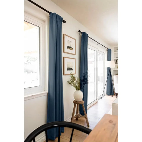 100% Blackout Shield Linen Blackout Curtains for Bedroom 96 Inches Long,Back Tab/Rod Pocket Living Room Drapes,