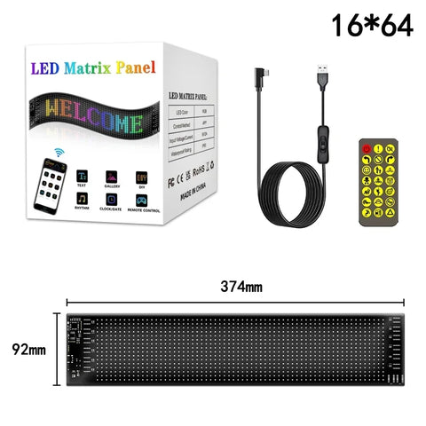 LED Matrix Pixel Panel, Scrolling Bright Advertising LED Signs, Flexible USB 5V LED Car Sign Bluetooth App Control