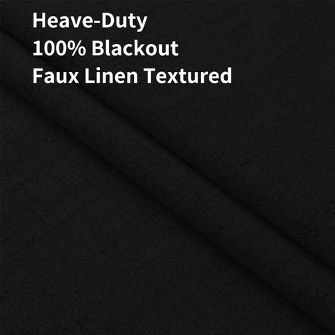 Blackout Linen Curtains Long 100% Blackout Drapes 95 inch Length 2 Panels Set